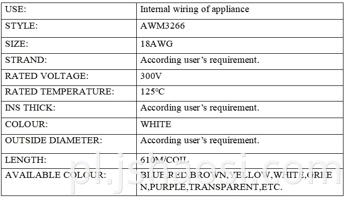 XLPE wire AWM3266 18# WHITE